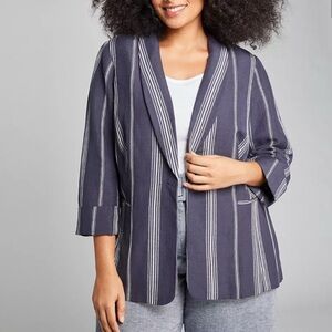 Lane Bryant Blue Linen Blend Blazer - New - Size 26